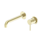 Amelie Royale II Pin Wall Basin/Bath Mixer Pin Separate Back Plate 185mm Curved Spout (Full Kit)  Brushed Gold BDO25B016BG