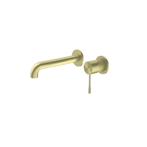 Nero Opal Wall Basin/Bath Mixer 230mm Spout Separate Back Plate Brushed Gold NR251907B230BG