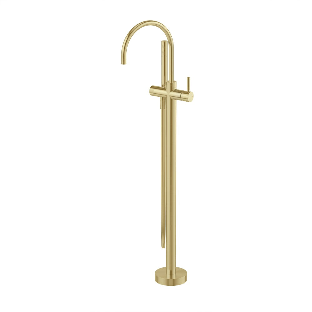Phoenix Vivid MKII Floor Mounted Bath Mixer w/ Hand Shower Brushed Gold 146-7451-12