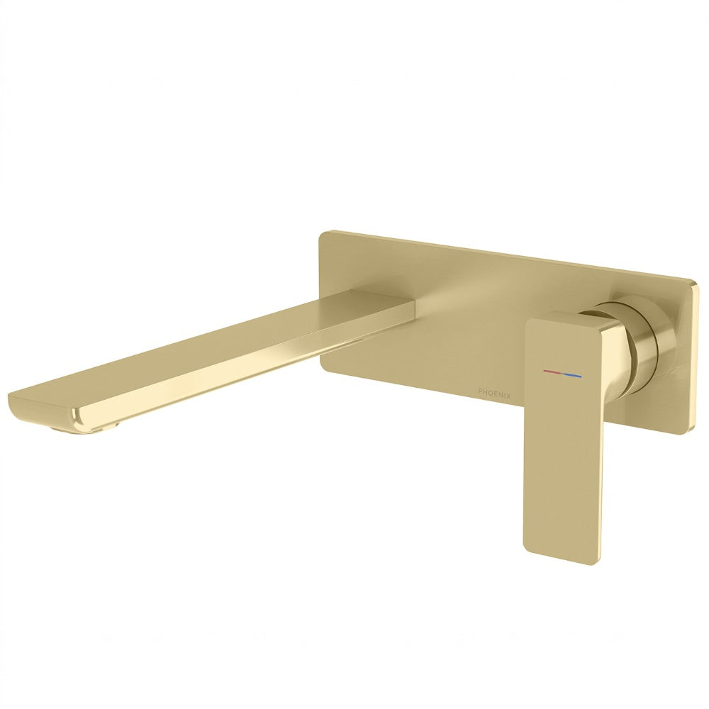 Phoenix Gloss MKII SwitchMix Wall Basin / Bath Mixer Set 200mm Brushed Gold 135-2810-12-1