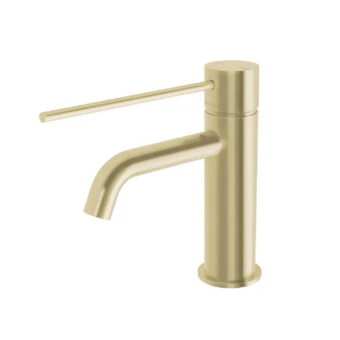 Phoenix Vivid Slimline Basin Mixer Curved Outlet with Extended Lever Brushed Gold 114-7701-12