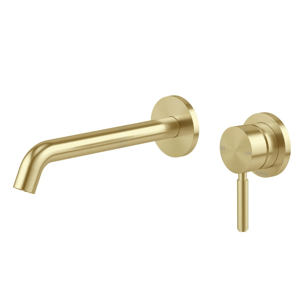 Phoenix Vivid Mkii Switchmix Wall Basin / Bath Mixer Set 200mm Fit-Off Kit Brushed Gold 146-2812-12-1