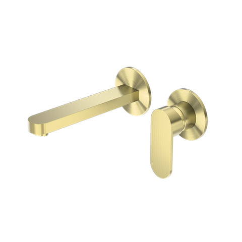 Amelie Royale Paddle Wall Basin/Bath Mixer w/Separate Plates 187mm Brushed Gold (Full Kit) BDO301310BBG