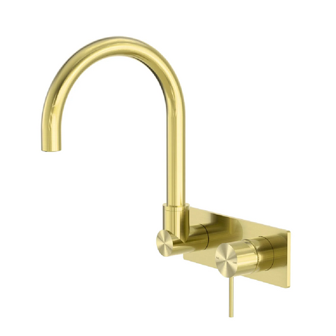 Nero Mecca Wall Basin / Bath Set Gooseneck Swivel Spout Trim Kits Only Brushed Gold NR221910QTBG