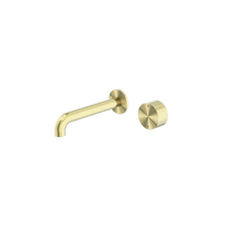 Nero Kara Progressive Wall Basin/Bath Mixer Separate Back Plate 260mm Brushed Gold NR271907a260BG