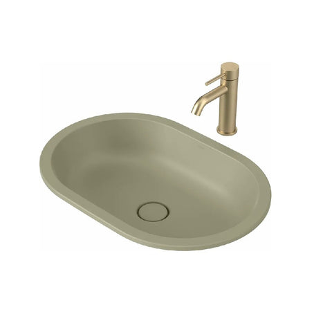 Caroma Liano II Pill 580mm Under/ Over Counter Basin Matte Green 852900MG