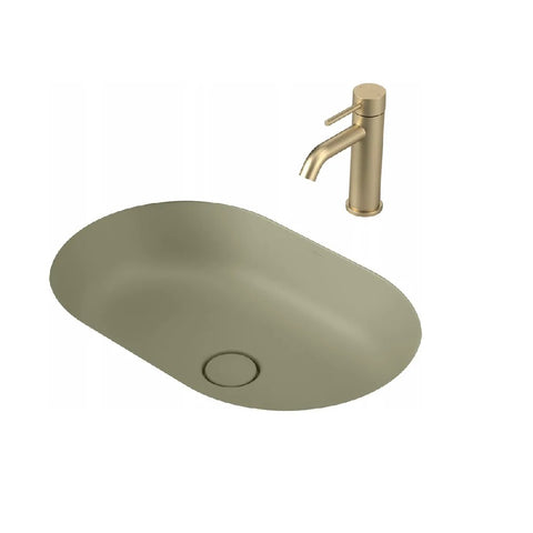 Caroma Liano II Pill 580mm Under/ Over Counter Basin Matte Green 852900MG