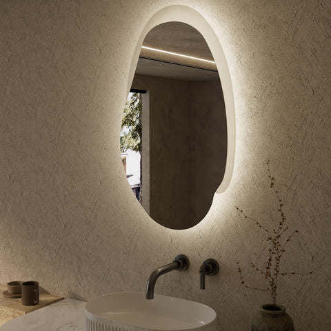 Aulic Evanston LED Mirror 530mm w/ Matte Grey Acrylic Edge LMEST-530-MG