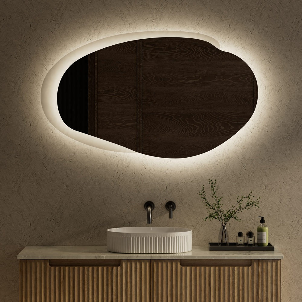Aulic Evanston LED Mirror 1300mm w/ Matte Grey Acrylic Edge LMEST-1300-MG