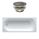 Seima Chios 102 Inset Bath 1675mm Gloss White + Flexiwaste Overflow Kit & Pop-Out Waste Gunmetal 192879