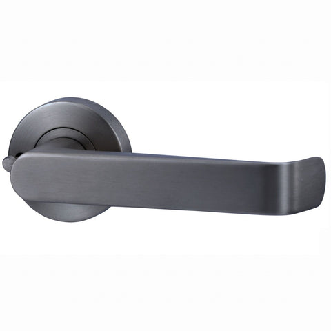 Lockwood Vivid Lever V1 Privacy Set with Latch Satin Gun Metal VIV2/V1GMPVD