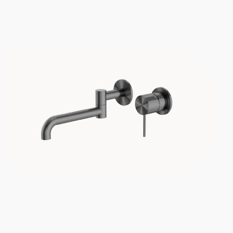 Nero Mecca Wall Basin/Bath Mixer Swivel Spout 225mm Gun Metal NR221910RGM