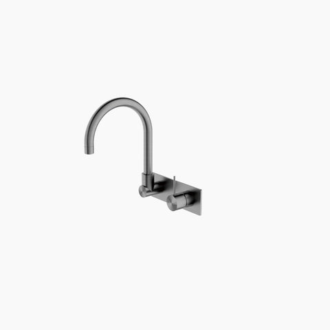 Nero Mecca Wall Basin/Bath Mixer Swivel Spout Handle Up Gun Metal NR221910PGM