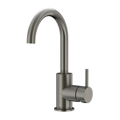 Meir Round Gooseneck Basin Mixer with Cold Start Shadow Gunmetal MB17-PVDGM