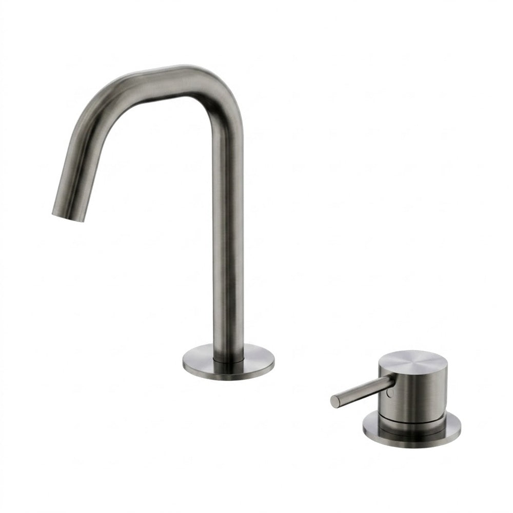 Nero Mecca Hob Basin Mixer Set Edge Spout Gunmetal NR221901HGM