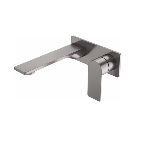 Caroma Urbane II Wall Basin / Bath Mixer 180mm (Body & Trim) - Rectangular Cover Plate -Lead Free Gunmetal 99632GM6AF