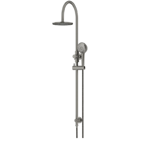 Meir Round Overhead Shower Rail - Three Function Hand Shower Set 200mm Shadow MZ0904-PVDGM