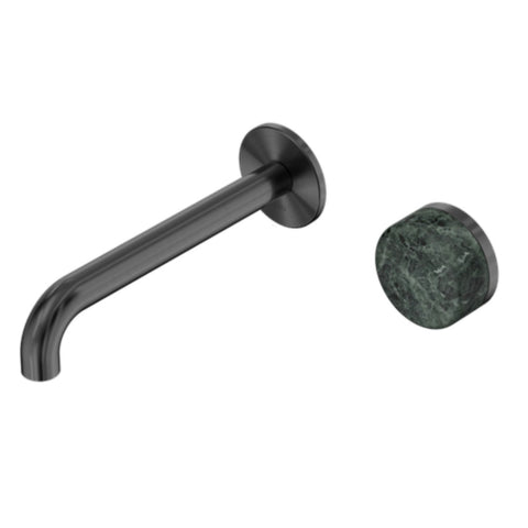 Nero Serenity Progressive Wall Basin Mixer 185mm Spout w/ Verde Alpi Handle Gunmetal 24E068GM