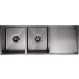 Meir Kitchen Sink Double Bowl & Drainboard 1160x440mm PVD Gunmetal MKSP-D1160440D-PVDGM