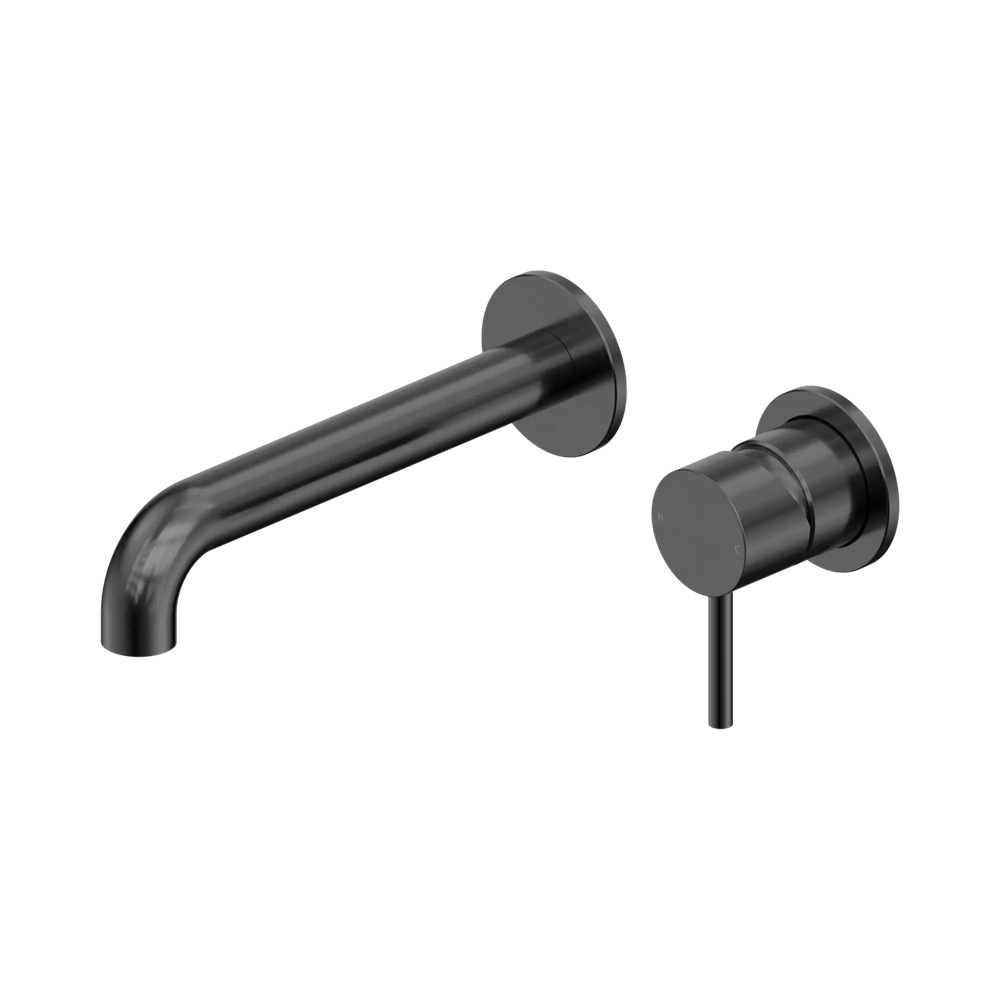 Amelie Royale II Pin Wall Basin/Bath Mixer Pin Separate Back Plate 185mm Curved Spout (Full Kit)  Gunmetal BDO25B016GM