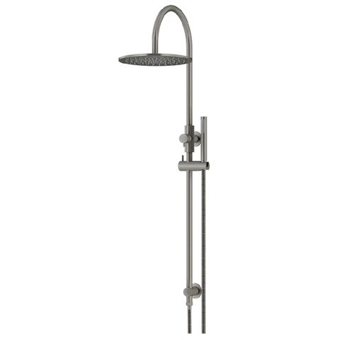 Meir Round Overhead Shower Rail - Single Function Hand Shower Set 300mm Shadow MZ0906-R-PVDGM
