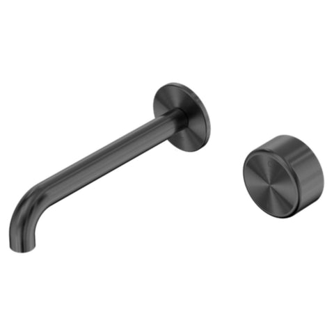 Nero Serenity Progressive Wall Basin Mixer 160mm Spout w/ Metal Handle Gunmetal 24E066GM