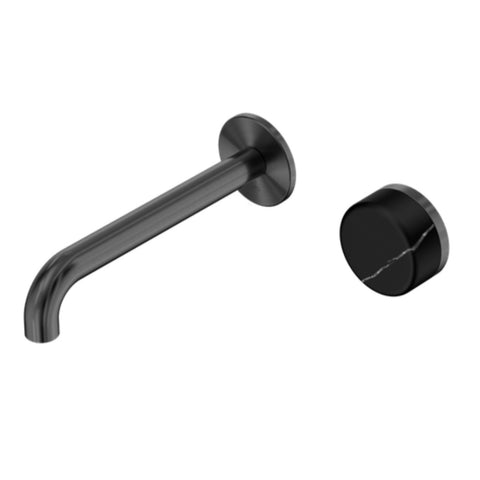 Nero Serenity Progressive Wall Basin Mixer 185mm Spout w/ Marquina Black Handle Gunmetal 24E139GM
