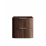 Otti Hanava Curve Fluted Wall Hung Vanity 600mm Sable Walnut / Chloe Silk Top HA600SWMT-CS