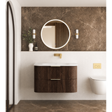 Otti Hanava Curve Fluted Wall Hung Vanity 900mm Sable Walnut / Chloe Silk Top HA900SWMT-CS