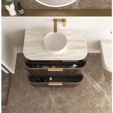 Otti Hanava Curve Fluted Wall Hung Vanity 900mm Sable Walnut / English Edge 50mm Sand Dune Top HA900SWST-SD