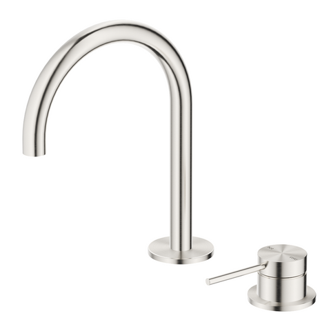 Bella Vista Mica Gooseneck Hob Basin Mixer Set Brushed Nickel HSB-5-BN