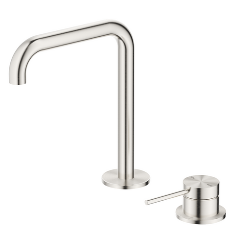 Bella Vista Mica Soft-Square Hob Basin Mixer Set Brushed Nickel HSB-5-R90-BN