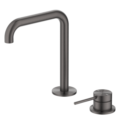 Bella Vista Mica Soft-Square Hob Basin Mixer Set Gunmetal HSB-5-R90-GM