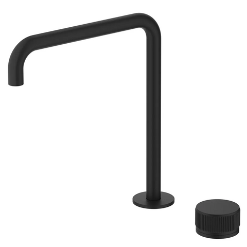 Bella Vista Mica Fluted Soft-Square Hob Sink/Basin Mixer Set Black HSK-6-NR-R90-BLK