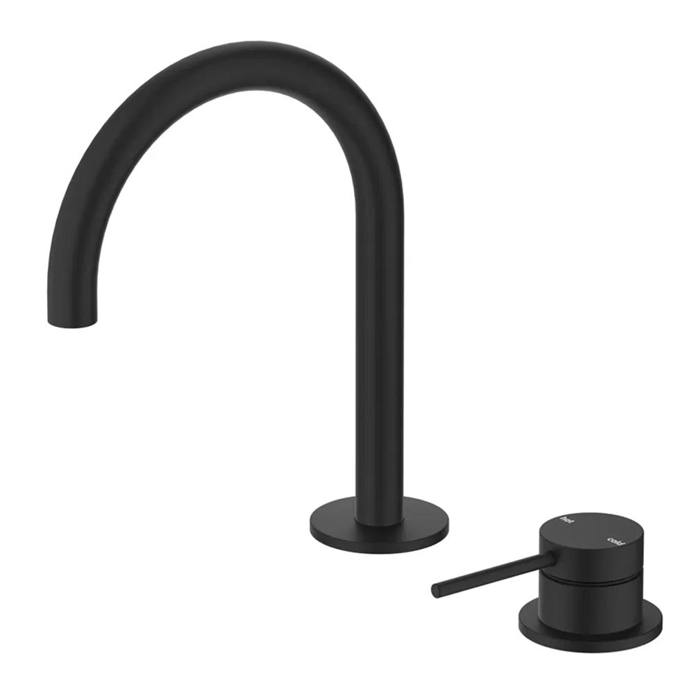 Bella Vista Mica Gooseneck Hob Basin Mixer Set Black HSB-5-BLK