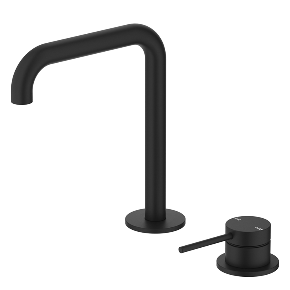 Bella Vista Mica Soft-Square Hob Basin Mixer Set Black HSB-5-R90-BLK
