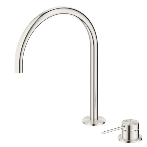 Bella Vista Mica Gooseneck Hob Sink/Basin Mixer Set Brushed Nickel HSK-5-BN
