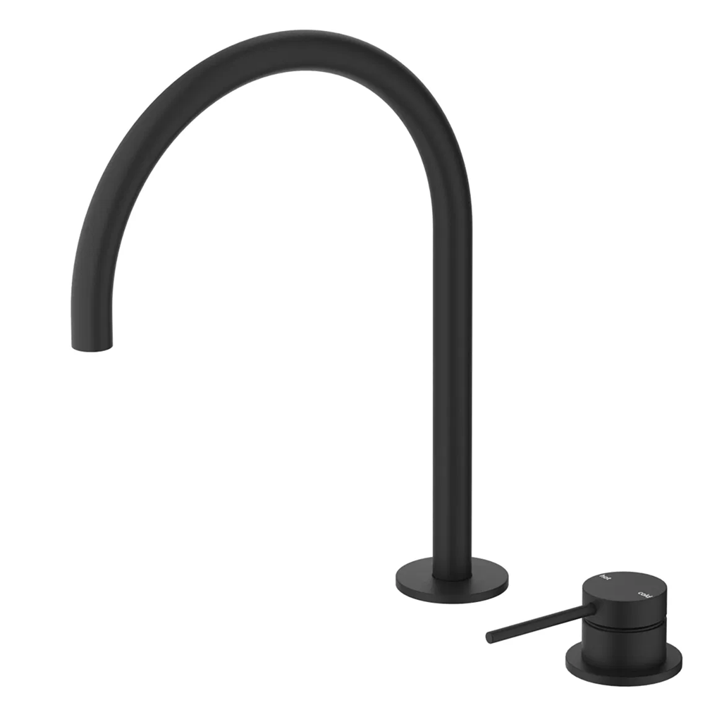 Bella Vista Mica Gooseneck Hob Sink/Basin Mixer Set Black HSK-5-BLK