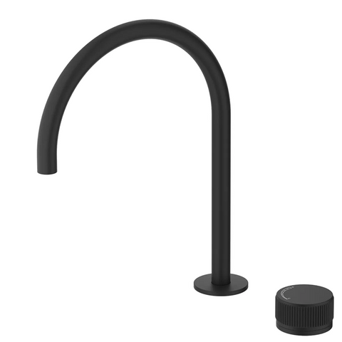 Bella Vista Mica Fluted Gooseneck Hob Sink/Basin Mixer Set Black HSK-6-NR-BLK
