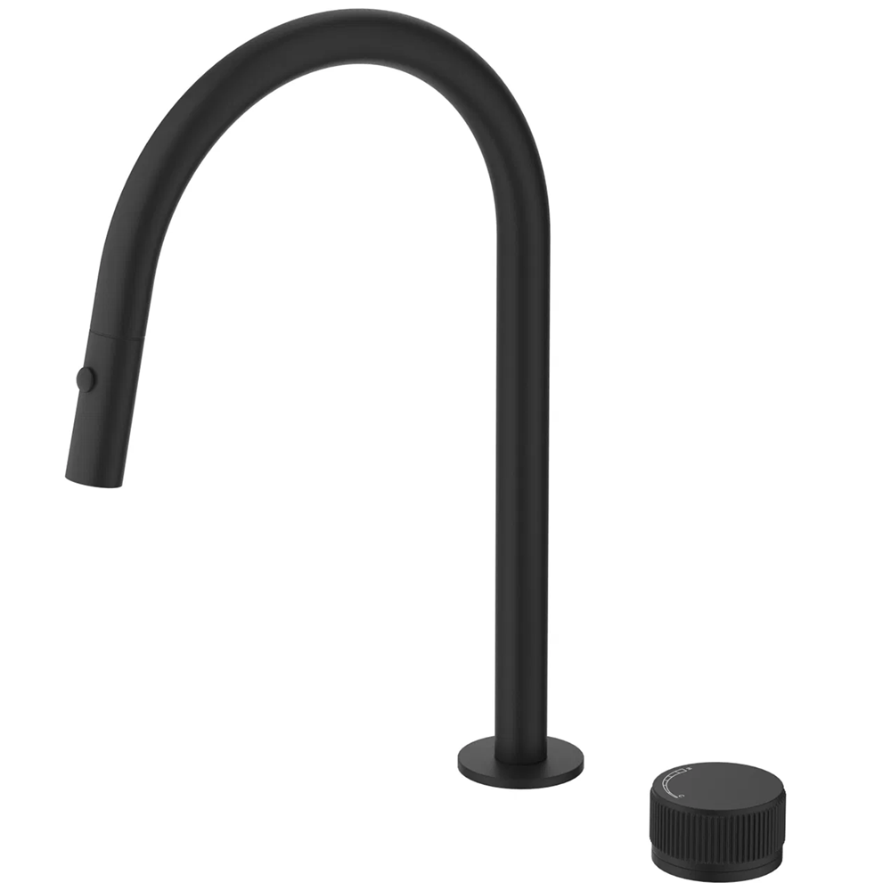 Bella Vista Mica Fluted Pull-Out Hob Mixer Set Black HSK-6-NR-PO-BLK