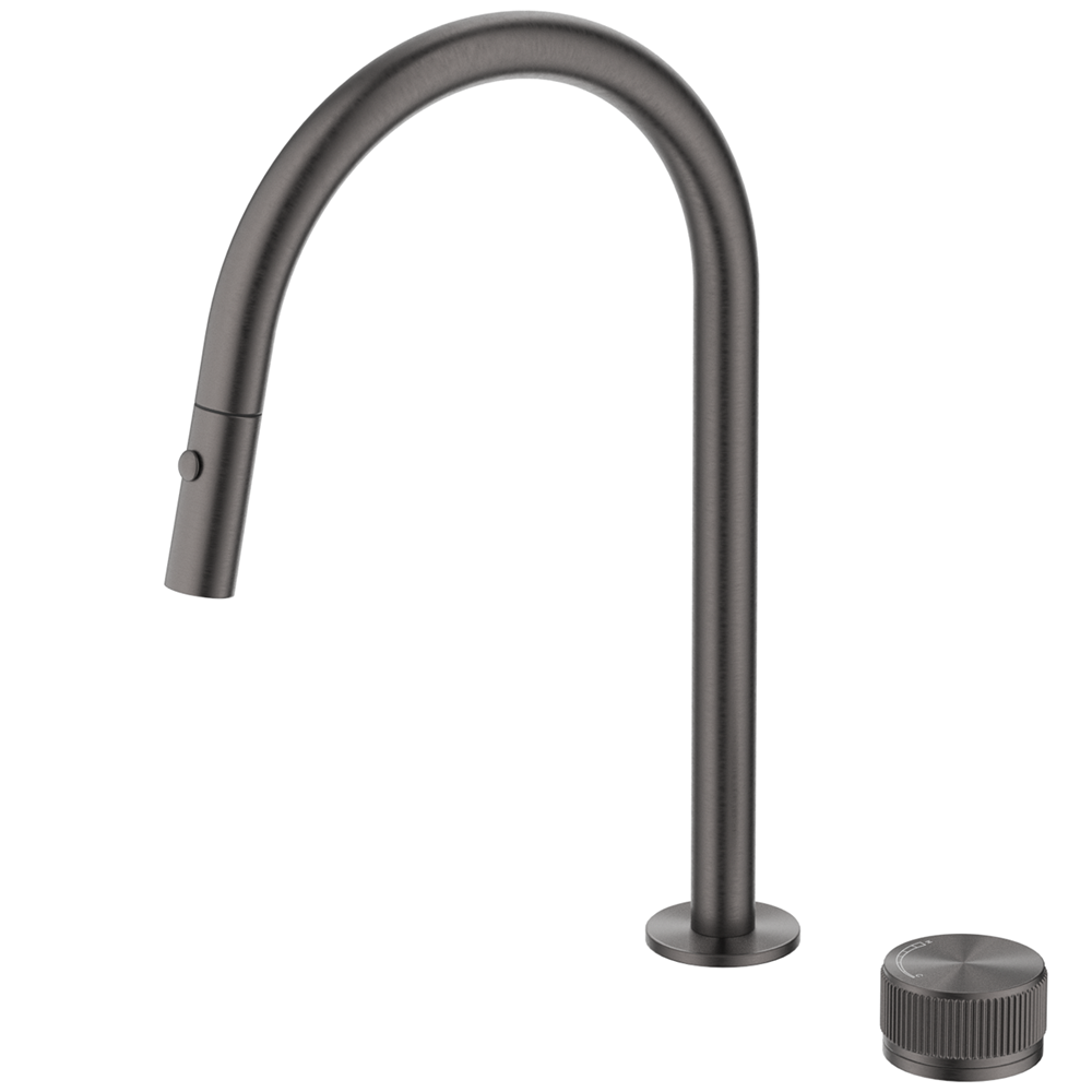 Bella Vista Mica Fluted Pull-Out Hob Mixer Set Gunmetal HSK-6-NR-PO-GM