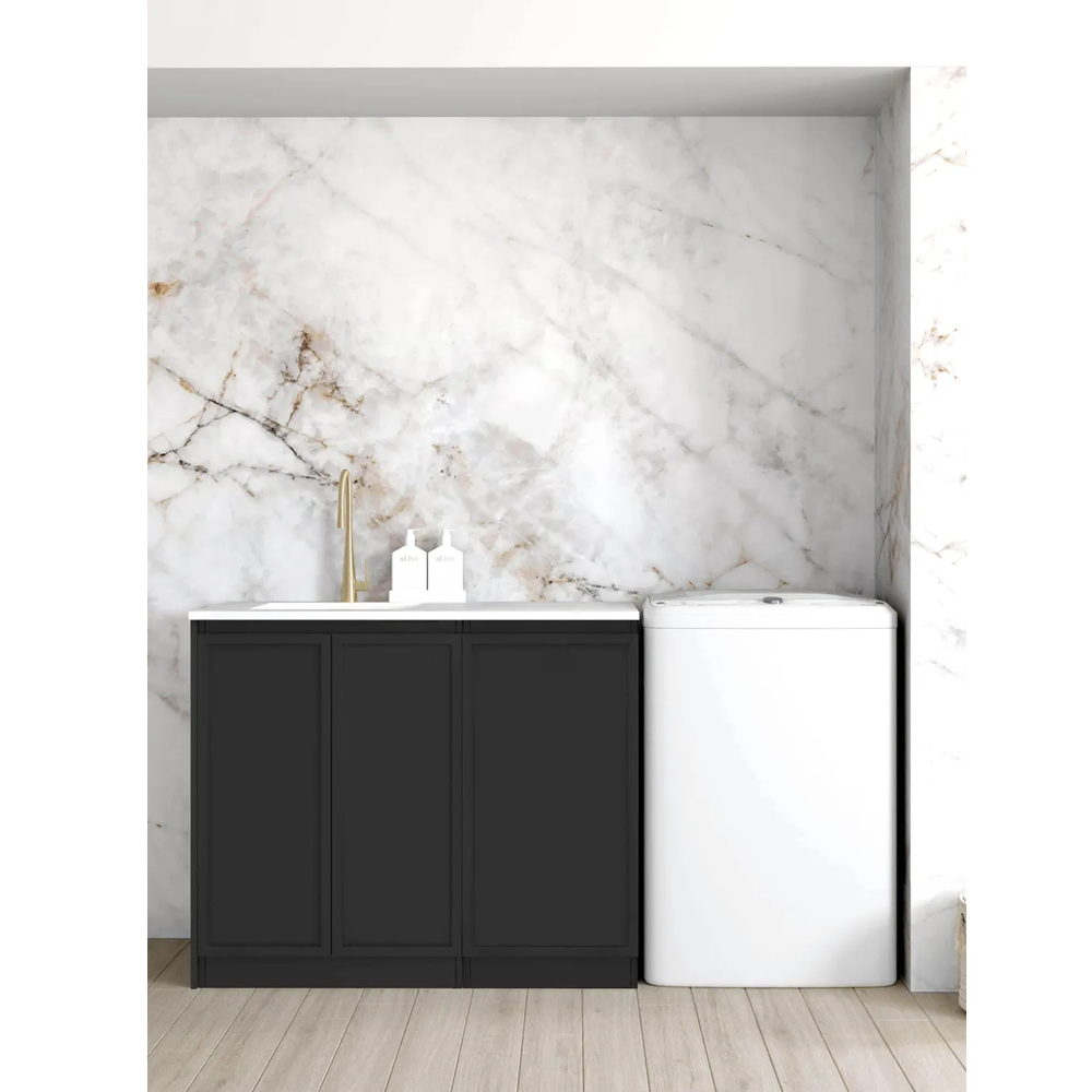 Otti Hampshire Laundry Cabinet 1060mm Black / Pure White Top LA-1060-BOHB-PW