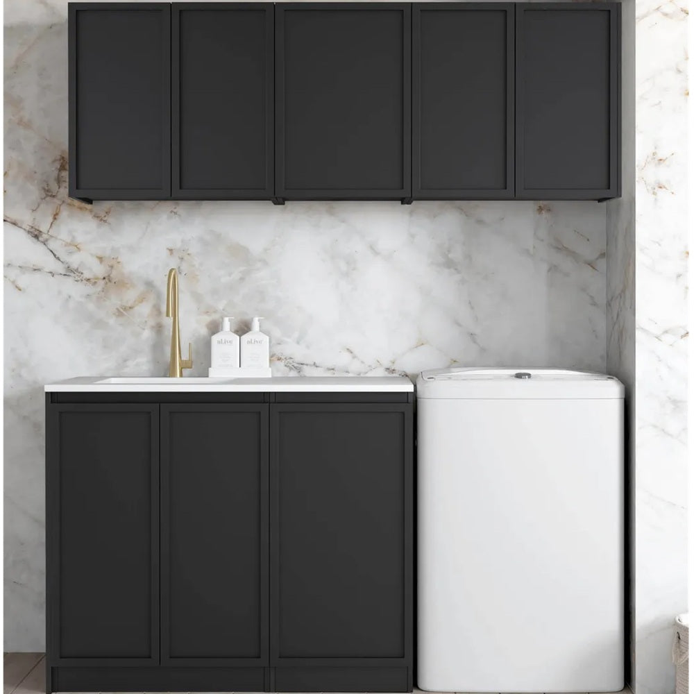 Otti Hampshire Laundry Kit 1715B Black / Cloudy Carrara Top LA-1715B-BOHB-CA