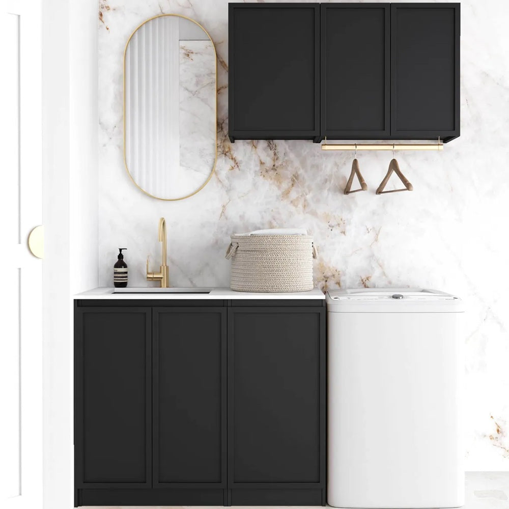 Otti Hampshire Laundry Kit 1715A Black / Natural Carrara Marble Top LA-1715A-BOHB-NCA
