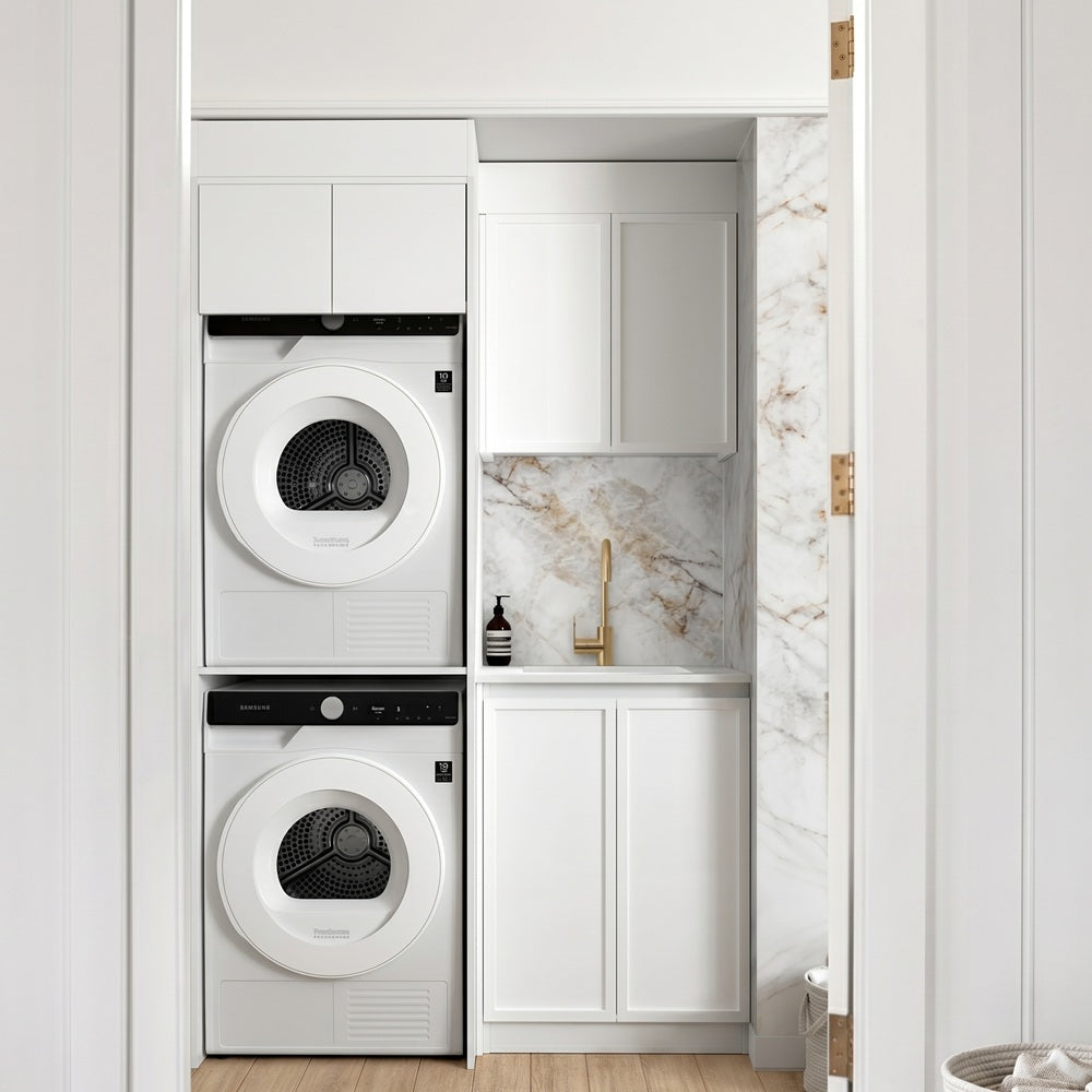 Otti Hampshire Laundry Kit 1305C White / Cloudy Carrara Top LA-1305C-BOHW-CA