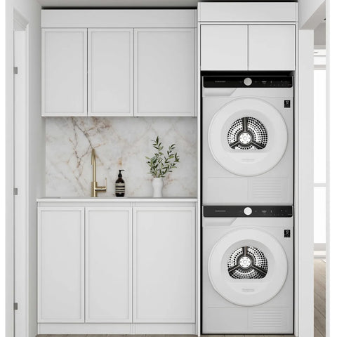 Otti Hampshire Laundry Kit 1715C White / Natural Carrara Marble Top LA-1715C-BOHW-NCA