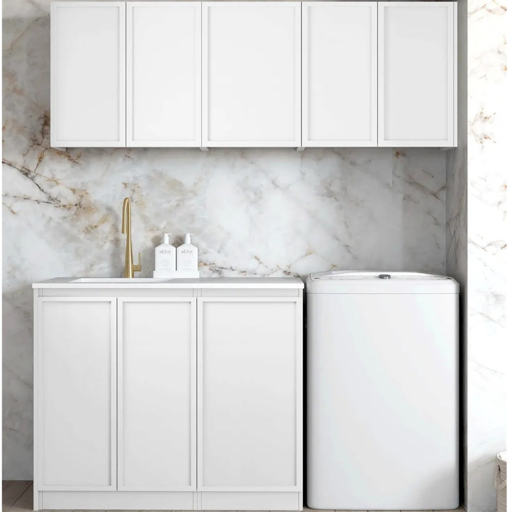 Otti Hampshire Laundry Kit 1715B White / Natural Carrara Marble Top LA-1715B-BOHW-NCA