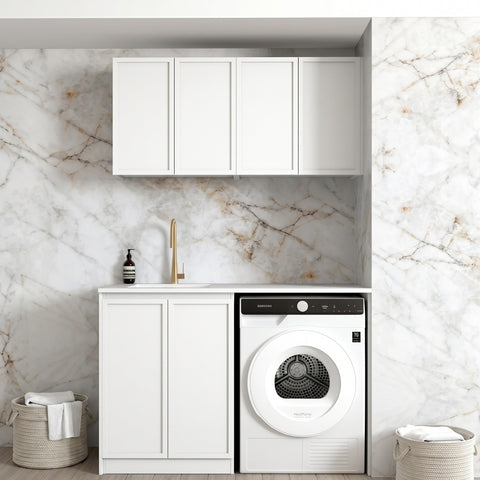 Otti Hampshire Laundry Kit 1305B White / Cloudy Carrara Top LA-1305B-BOHW-CA