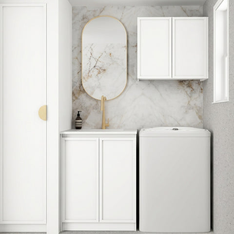 Otti Hampshire Mini Laundry Kit 650mm White / Cloudy Carrara Top LA-650A-BOHW-CA