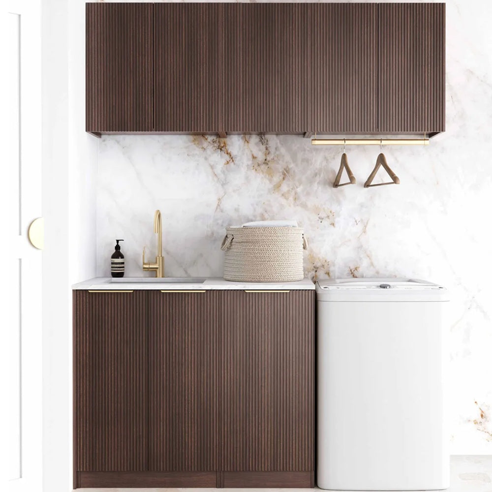 Otti Havana Fluted Laundry Kit 1715B Sable Walnut / Cloudy Carrara Top LA-1715B-HASW-CA